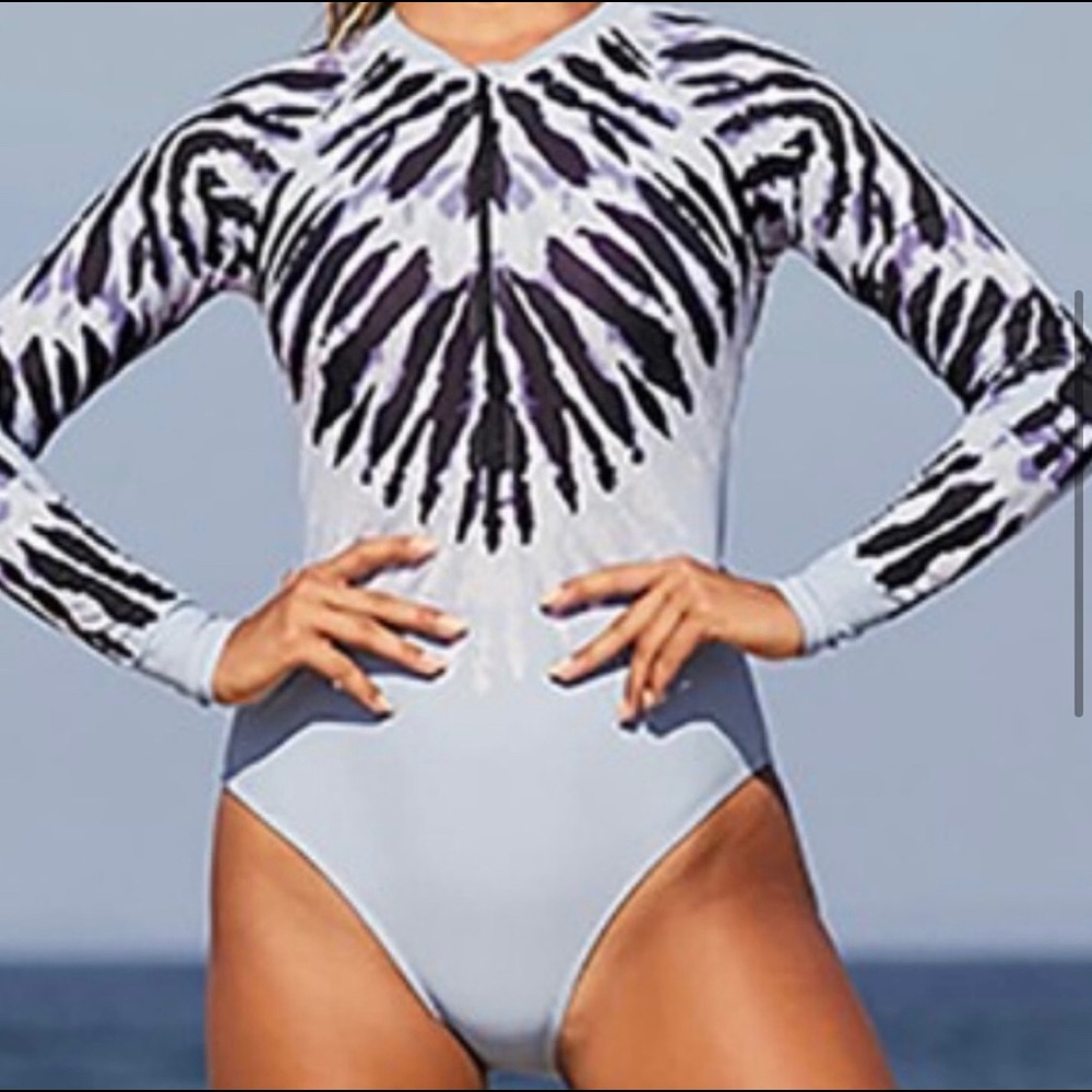 New! Surf Retro tie-dye swimwear one piece zip - Picture 5 of 11